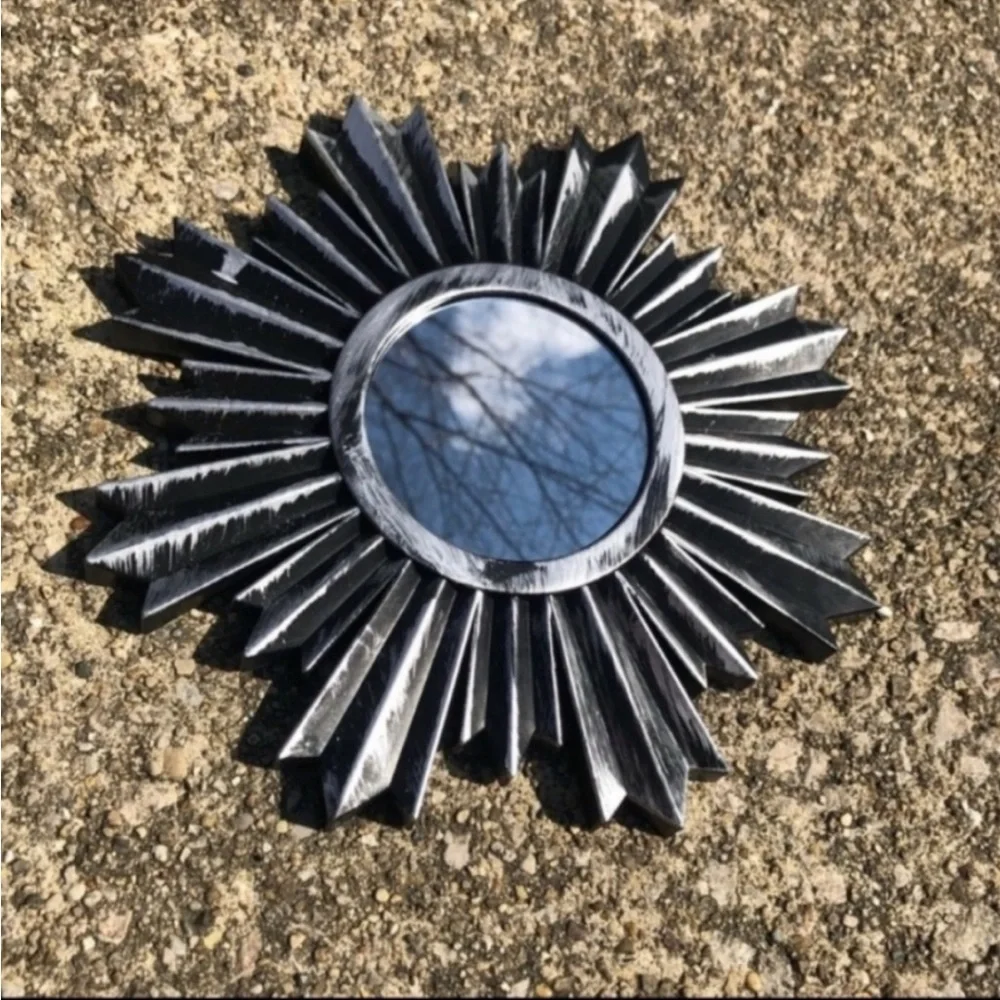 🌸3/$25 🆕 Sunburst Mirror Accent Wall Decor Art, Silver & Black Small Mirror